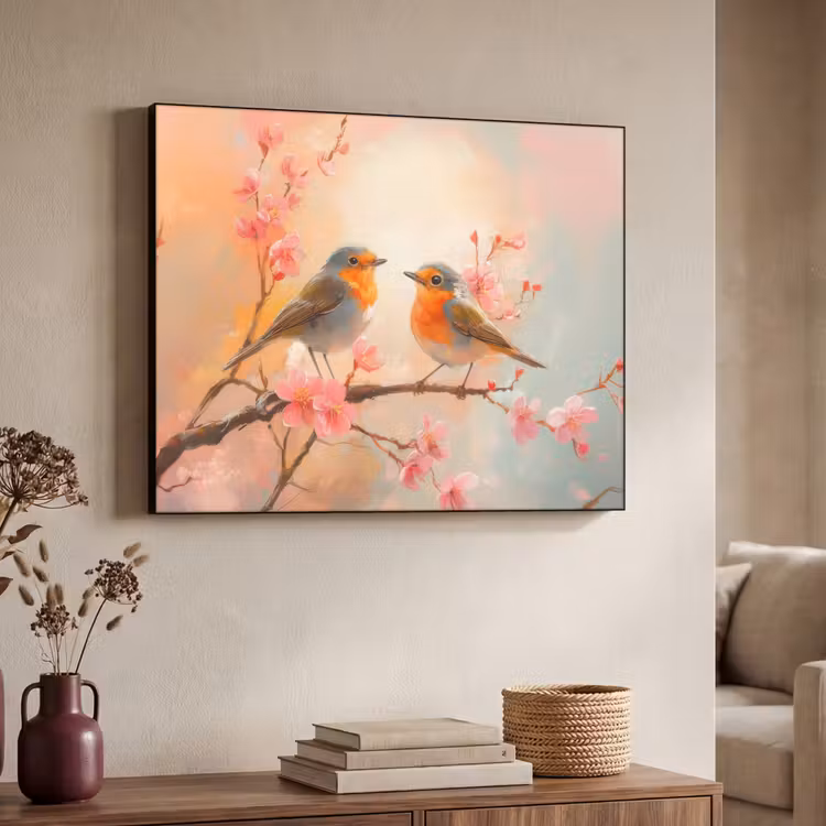 Art Frame - Roodborstjes - Sierlijk - Bloesemtak — 4