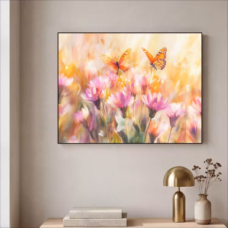Art Frame - Vlinders - Oranje - Bloemen — 3