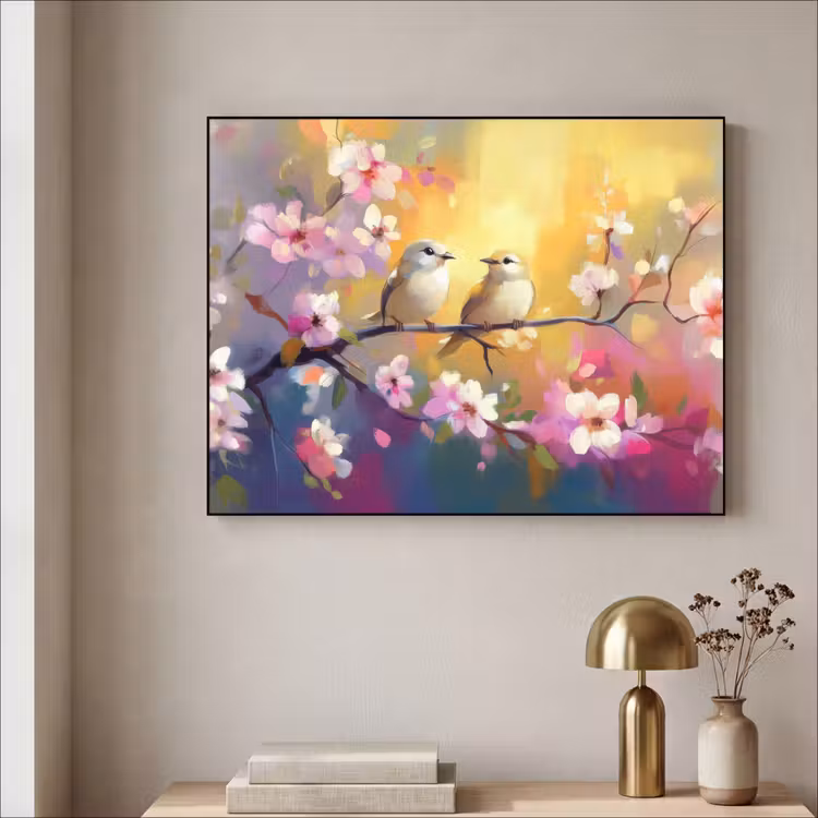 Art Frame - Vogels - Bloemen - Roze — 3