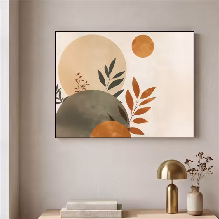 Art Frame - Vormen - Rond - Bladeren - Beige — 3