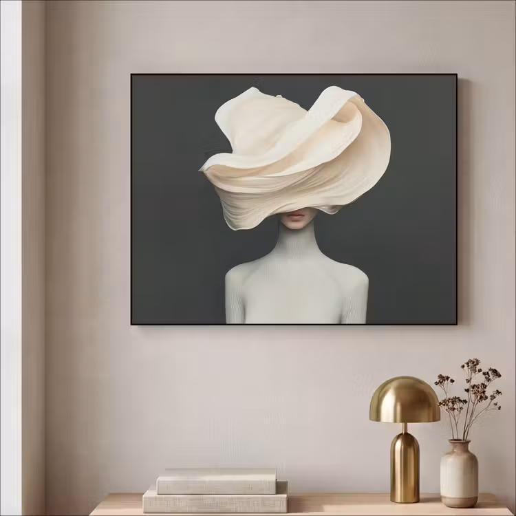 Art Frame - Vrouw - Beige - hoed — 3