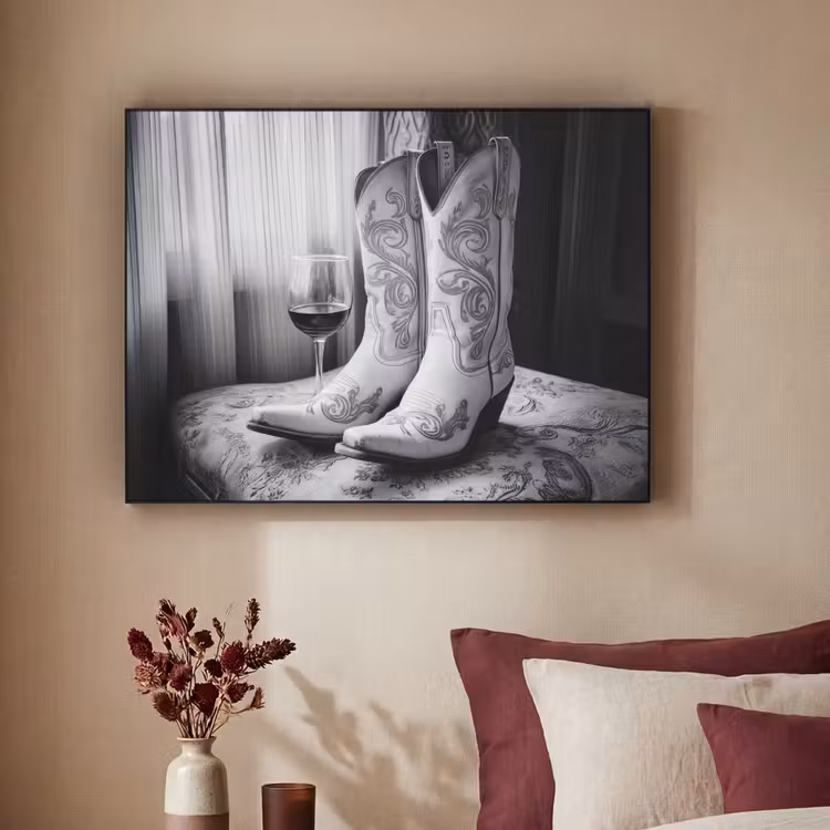 Art Frame - Wijn - Cowboylaarzen - Raamlicht - Wit — 2