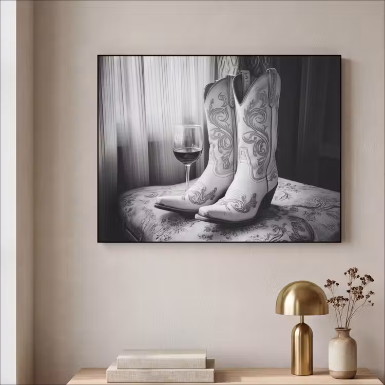 Art Frame - Wijn - Cowboylaarzen - Raamlicht - Wit — 3
