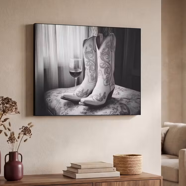 Art Frame - Wijn - Cowboylaarzen - Raamlicht - Wit — 4