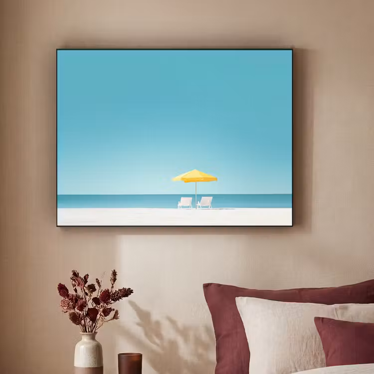 Art Frame - Strand - Blauwe lucht - Geel - Parasol — 2