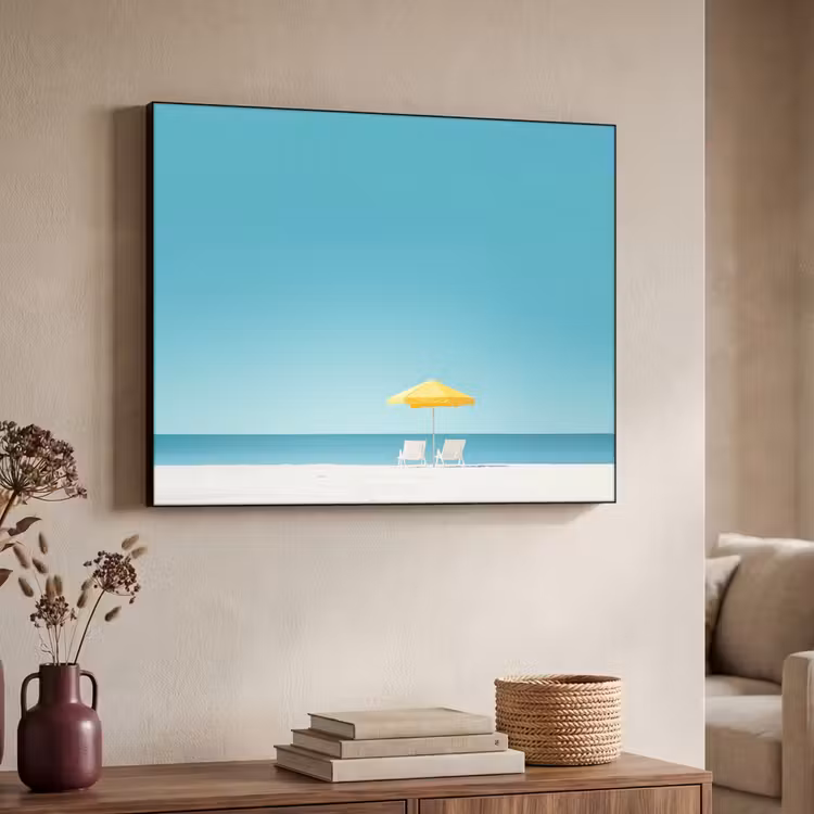 Art Frame - Strand - Blauwe lucht - Geel - Parasol — 4