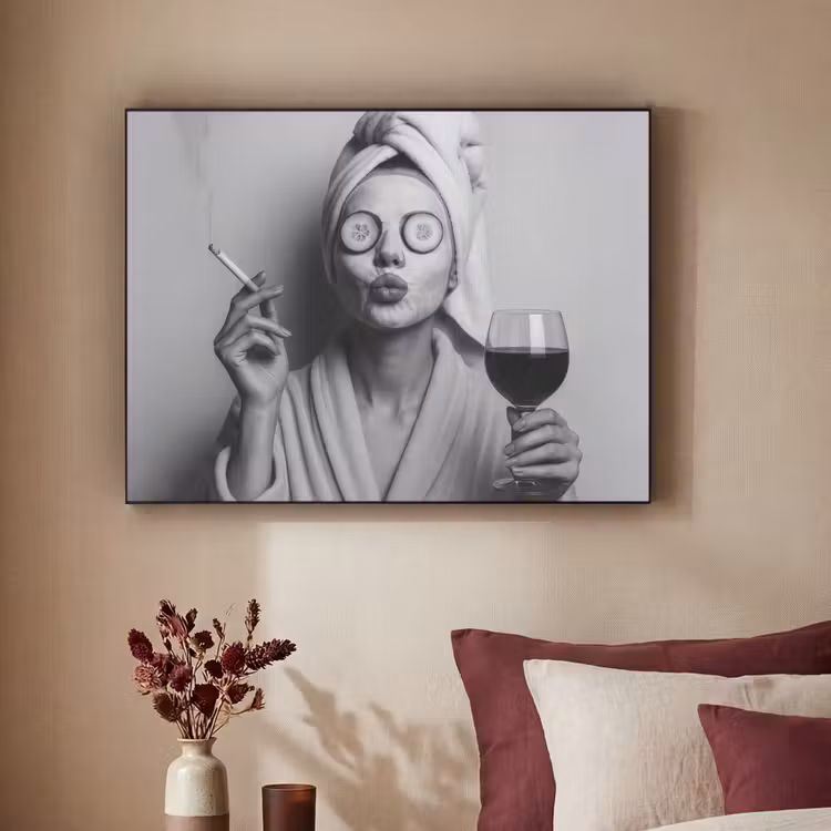 Art Frame - Vrouw - Masker - Wijn - Sigaret — 2