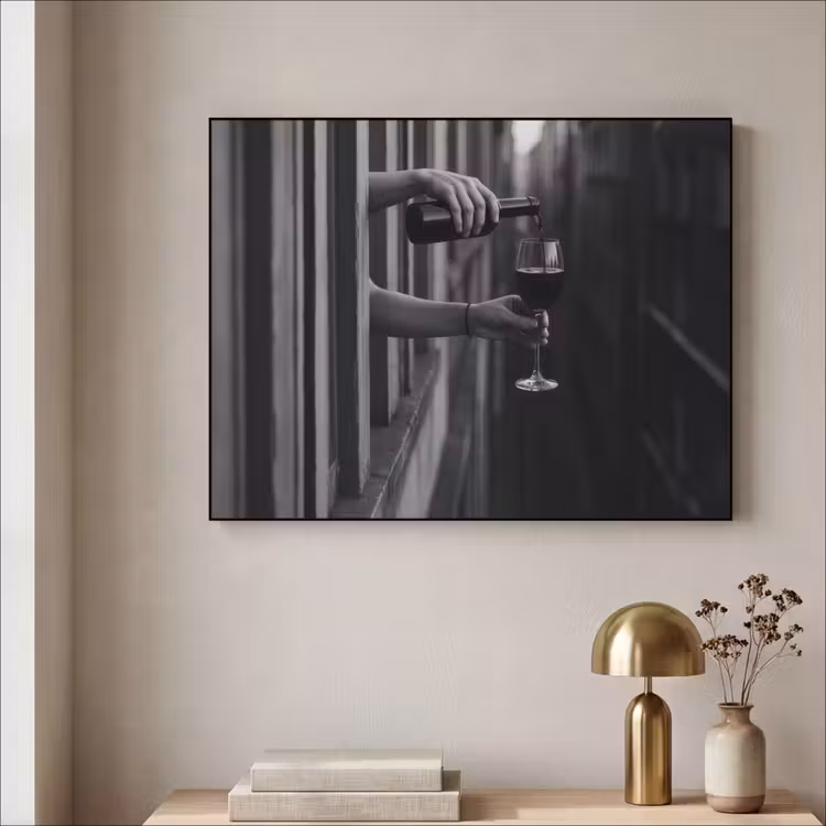 Art Frame - Wijnfles - Glas - Handen - Raam — 3