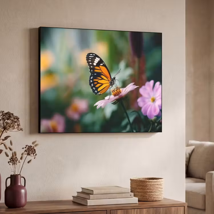 Art Frame - Roze bloemen - Vlinder - Zachte focus — 4