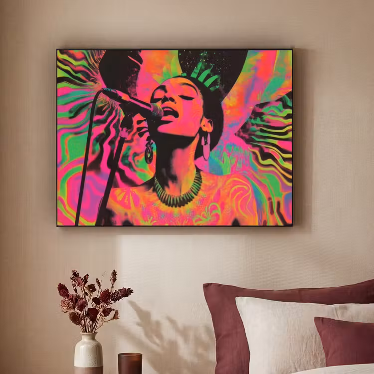 Art Frame - Vrouw - Microfoon - Neon — 2