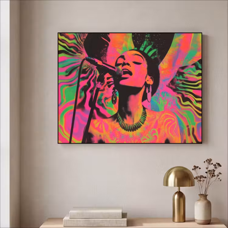 Art Frame - Vrouw - Microfoon - Neon — 3