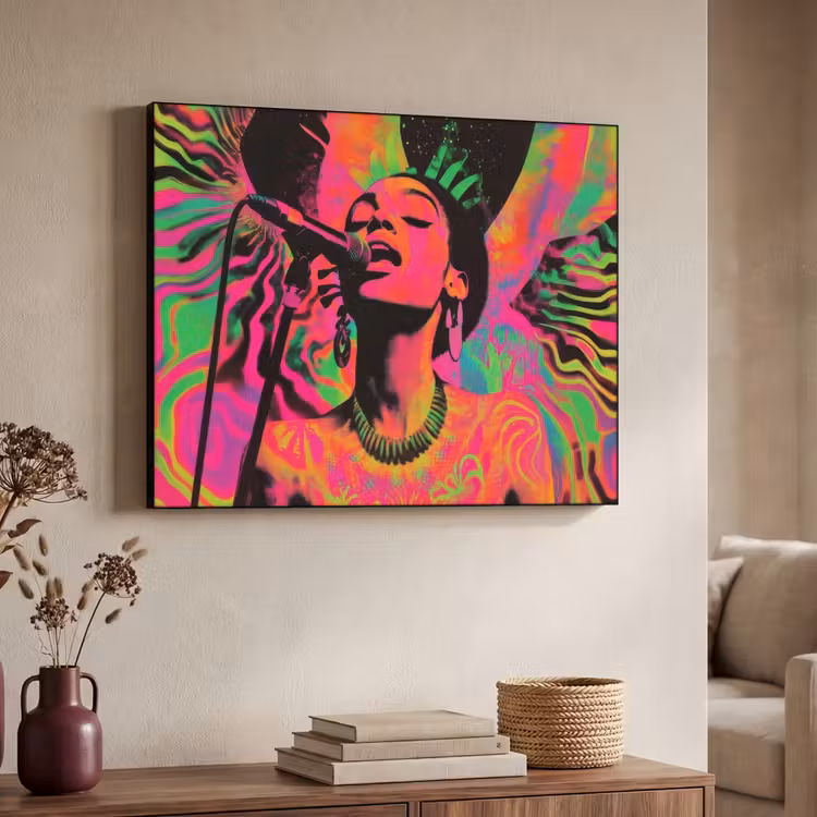 Art Frame - Vrouw - Microfoon - Neon — 4