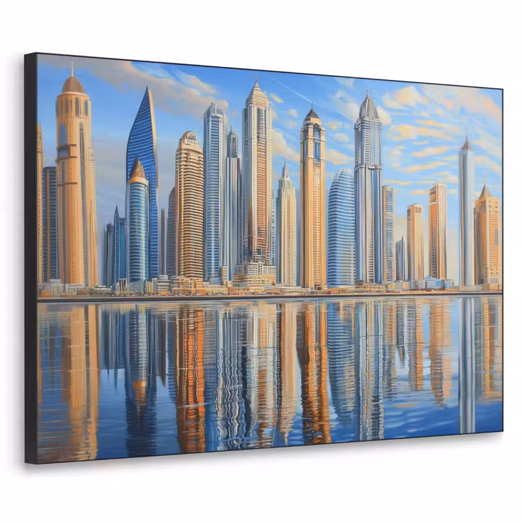 Art Frame - Skyline - Wolkenkrabbers - Water - Blauw — 1