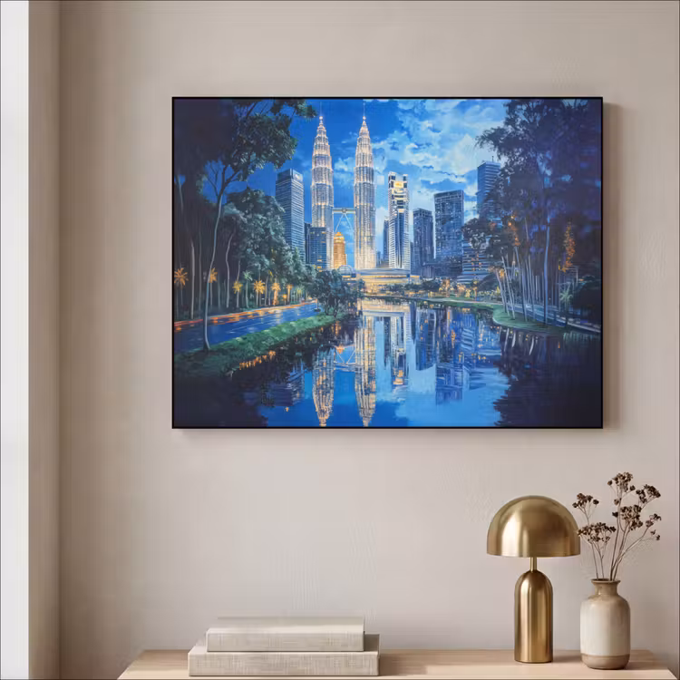 Art Frame - Stad Kuala Lumpur - Skyline - Wolkenkrabbers - Water — 3