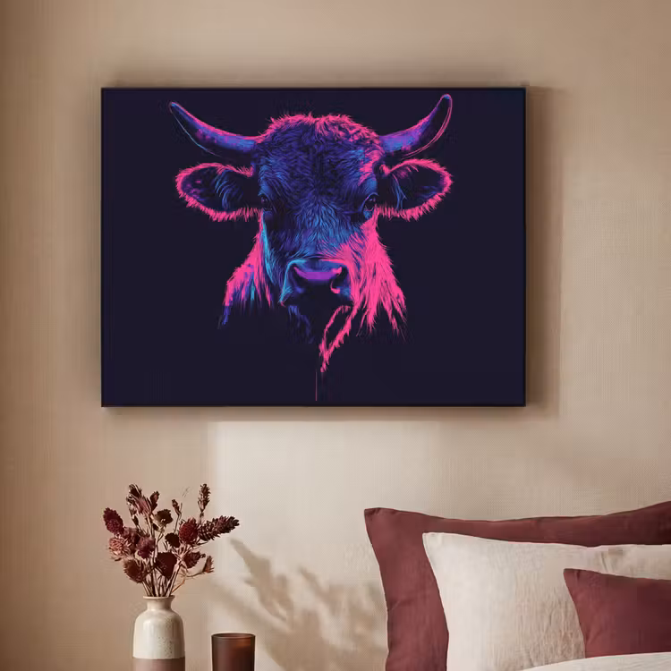 Art Frame - Stier - Neon - Zwart - Kleur — 2