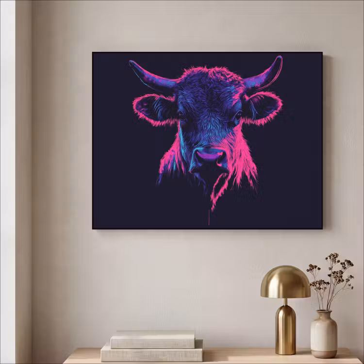 Art Frame - Stier - Neon - Zwart - Kleur — 3
