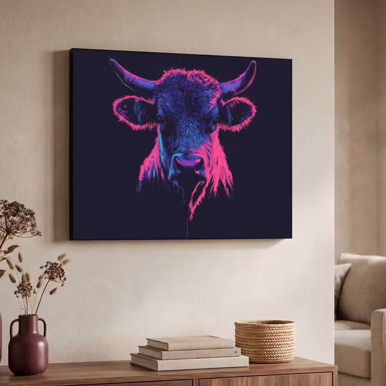 Art Frame - Stier - Neon - Zwart - Kleur — 4