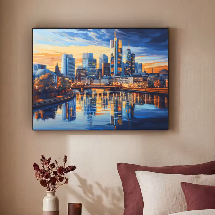 Art Frame - Zonsondergang Frankfurt - Stad - Skyline - Water — 2