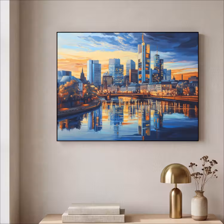 Art Frame - Zonsondergang Frankfurt - Stad - Skyline - Water — 3