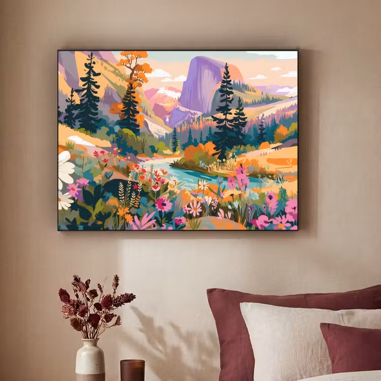 Art Frame - Rivier - Vallei vol bloemen - Levendig — 2