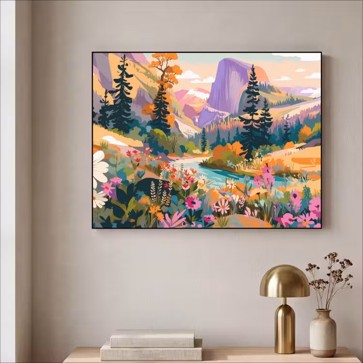 Art Frame - Rivier - Vallei vol bloemen - Levendig — 3