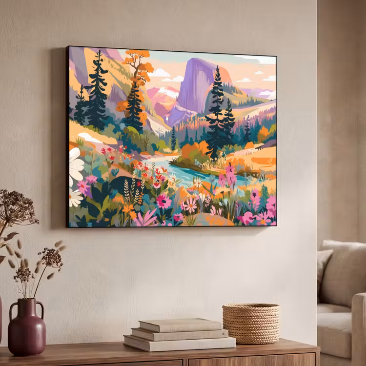 Art Frame - Rivier - Vallei vol bloemen - Levendig — 4