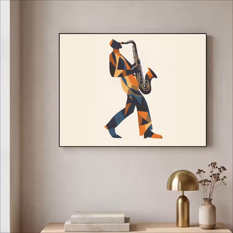 Art Frame - Saxofoon - Abstract - Persoon - Blauw — 3