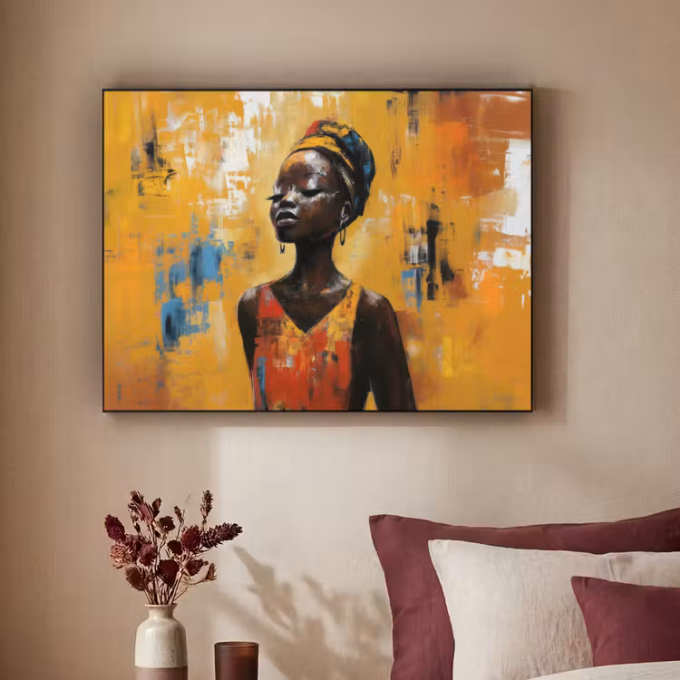 Art Frame - Vrouw - Ogen - Penseelstreken - Geel — 2
