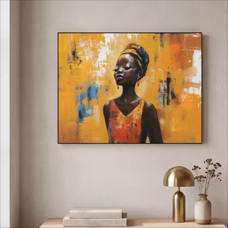 Art Frame - Vrouw - Ogen - Penseelstreken - Geel — 3
