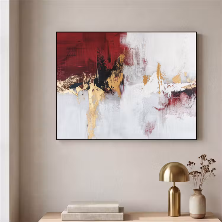 Art Frame - Rood - Marmer - Abstract - Goud - Modern — 3