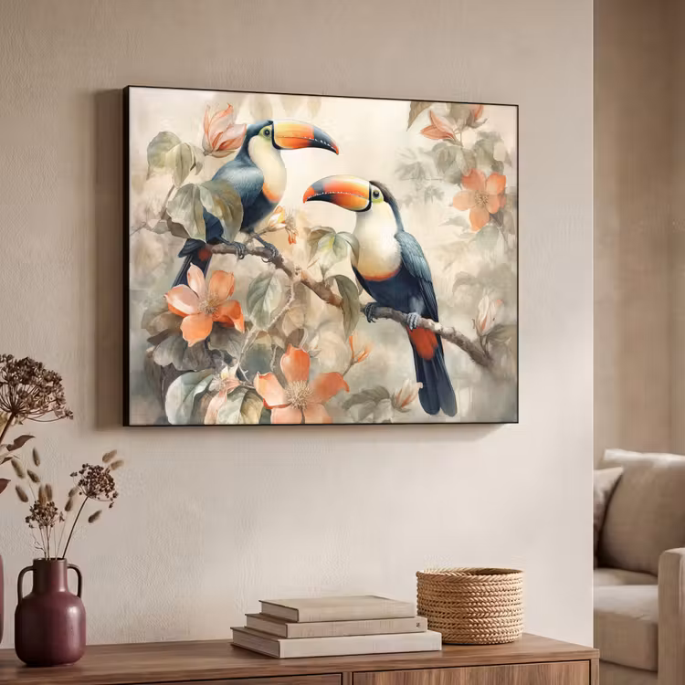 Art Frame - Toekan - Vogels - Bloemen - Tak — 4
