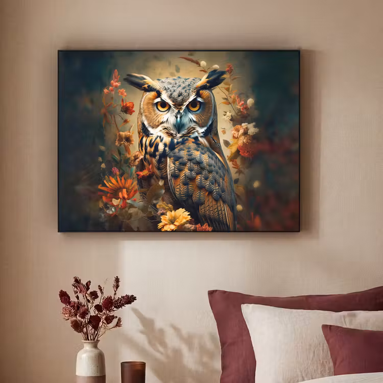 Art Frame - Uil - Vogel - Bloemen - Planten - Botanisch — 2