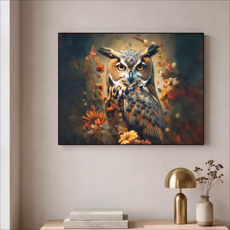 Art Frame - Uil - Vogel - Bloemen - Planten - Botanisch — 3