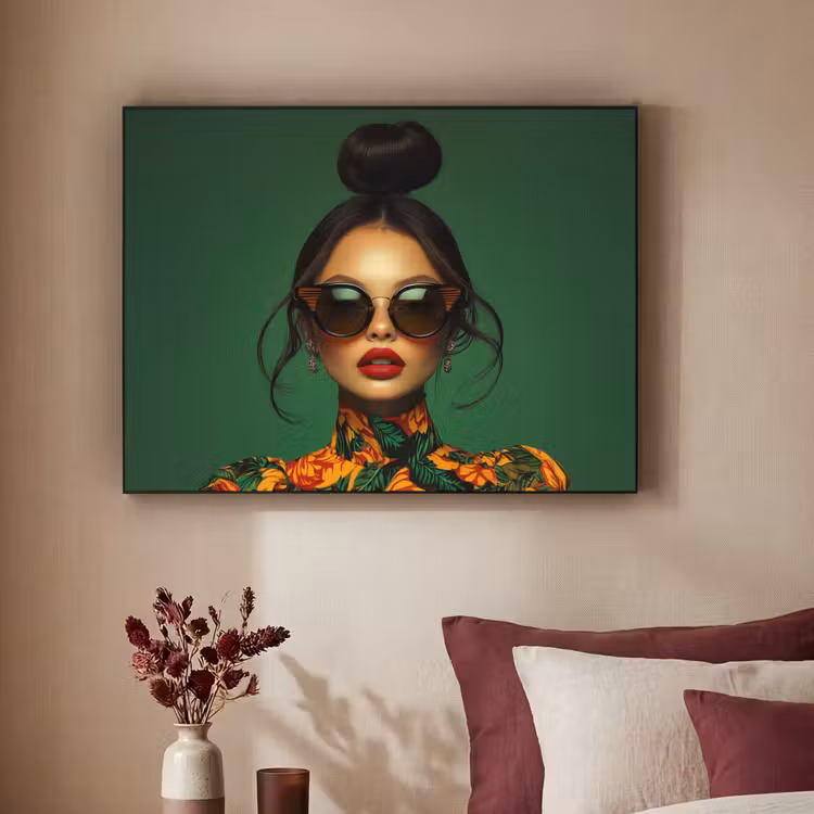 Art Frame - Vrouw - Groen - Modern - Bril - Abstract — 2