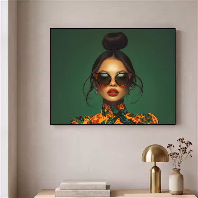 Art Frame - Vrouw - Groen - Modern - Bril - Abstract — 3