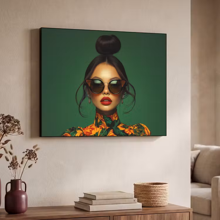 Art Frame - Vrouw - Groen - Modern - Bril - Abstract — 4