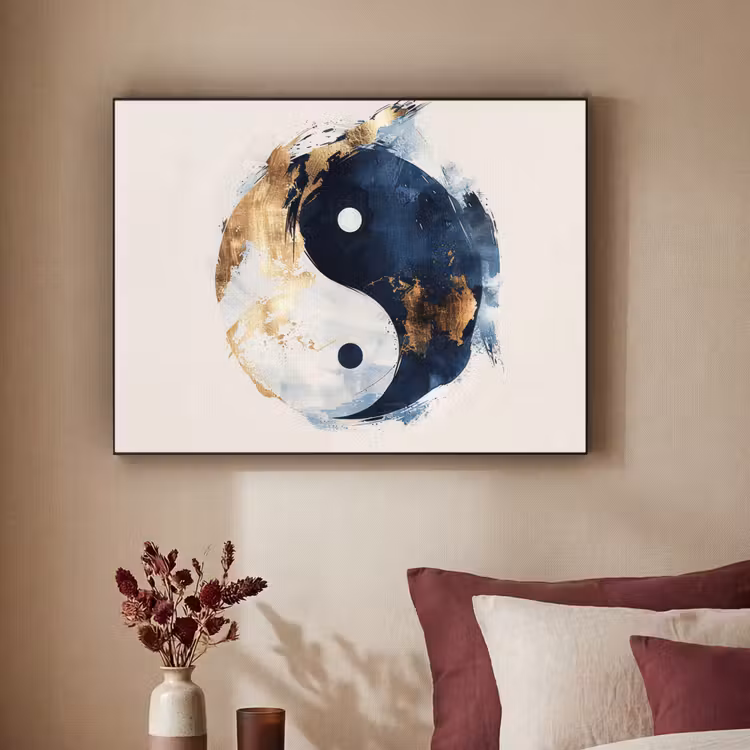 Art Frame - Yin Yang - Abstract - Zwart - Wit - Goud — 2