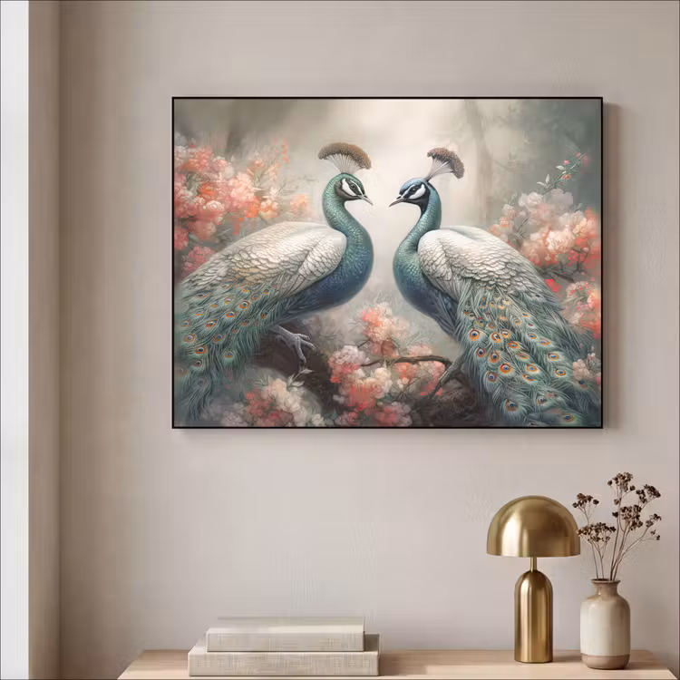 Art Frame - Pauwen - Pauwenveren - Vogels - Bloemen - Natuur — 3