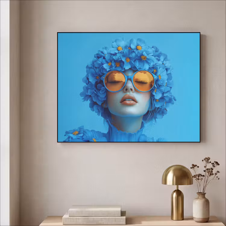 Art Frame - Vrouw - Bloem - Blauw - Modern - Bril - Portret — 3