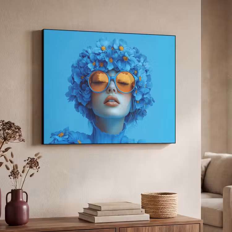 Art Frame - Vrouw - Bloem - Blauw - Modern - Bril - Portret — 4