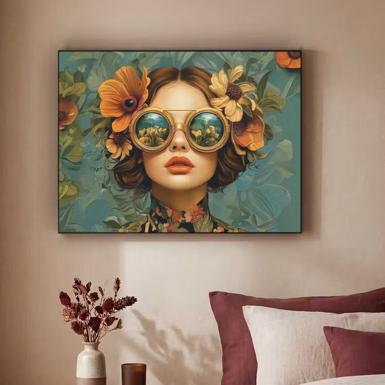 Art Frame - Vrouw - Bloemen - Vlinders - Natuur - Vintage — 2