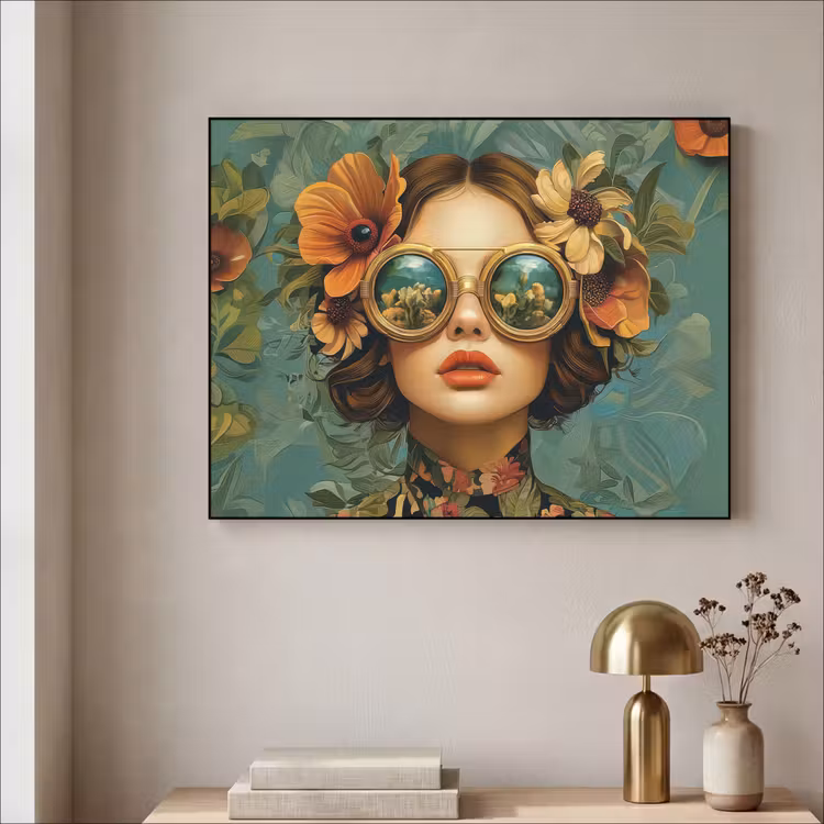 Art Frame - Vrouw - Bloemen - Vlinders - Natuur - Vintage — 3