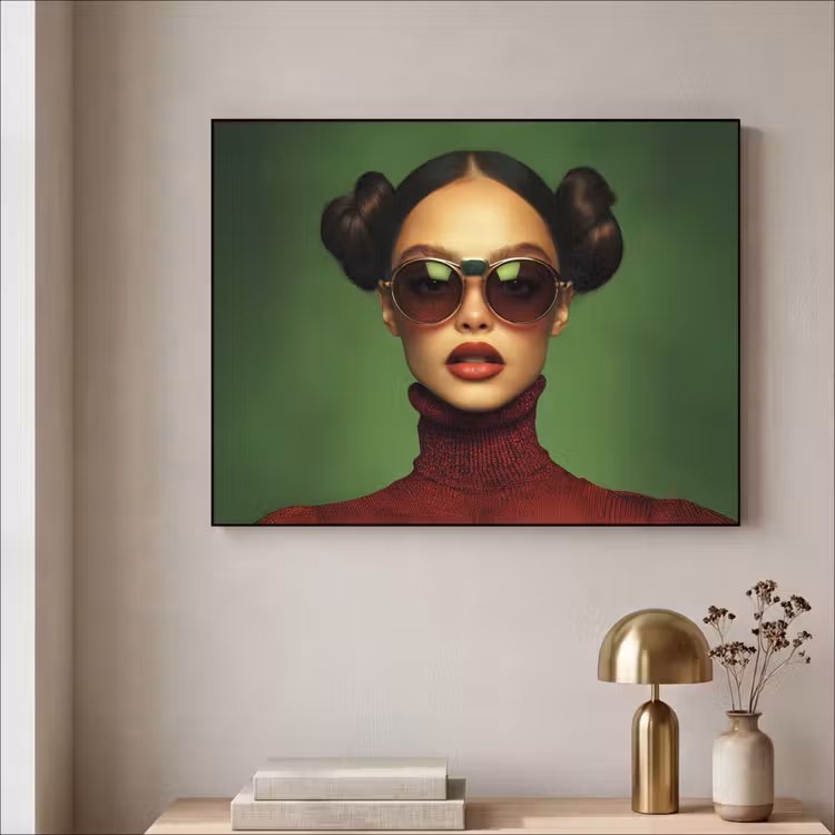 Art Frame - Vrouw - Groen - Bril - Aesthetic - Modern — 3