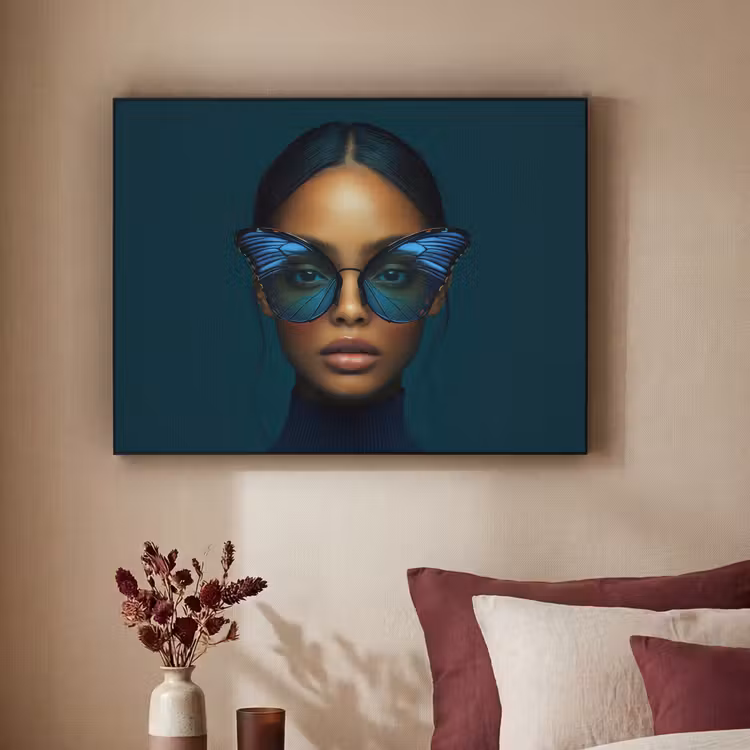 Art Frame - Vrouw - Vlinder - Bril - Blauw - Modern - Portret — 2