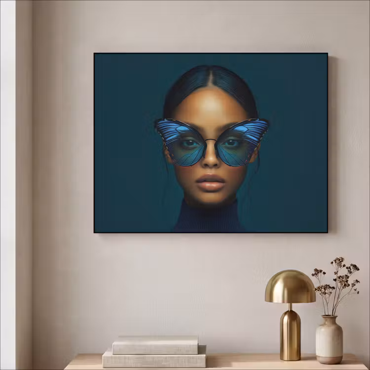 Art Frame - Vrouw - Vlinder - Bril - Blauw - Modern - Portret — 3