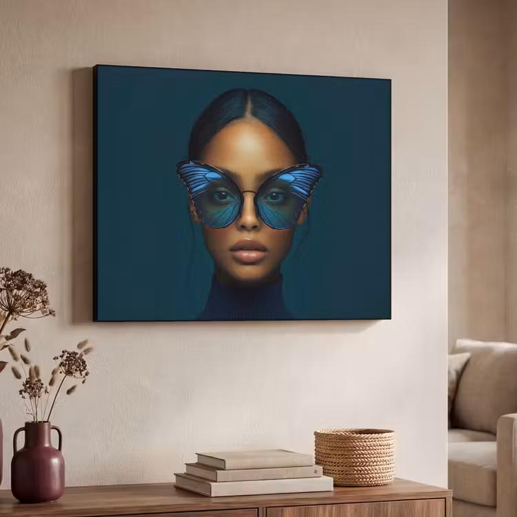 Art Frame - Vrouw - Vlinder - Bril - Blauw - Modern - Portret — 4