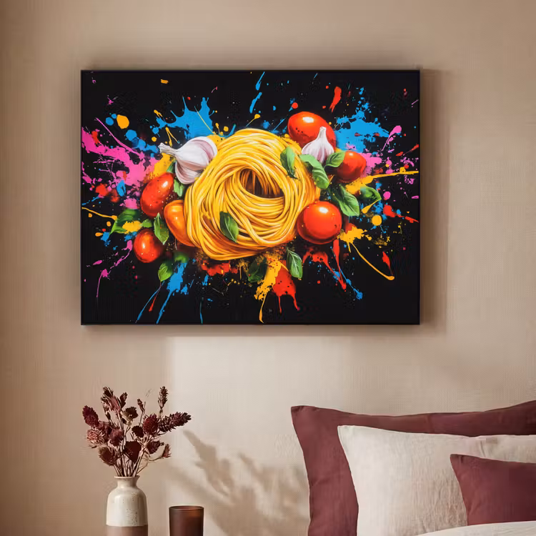 Art Frame - Spaghetti - Graffiti - Verf - Kleurrijk - Eten - Modern — 2
