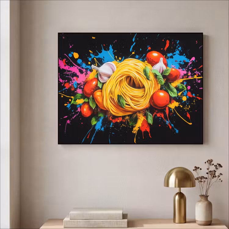 Art Frame - Spaghetti - Graffiti - Verf - Kleurrijk - Eten - Modern — 3