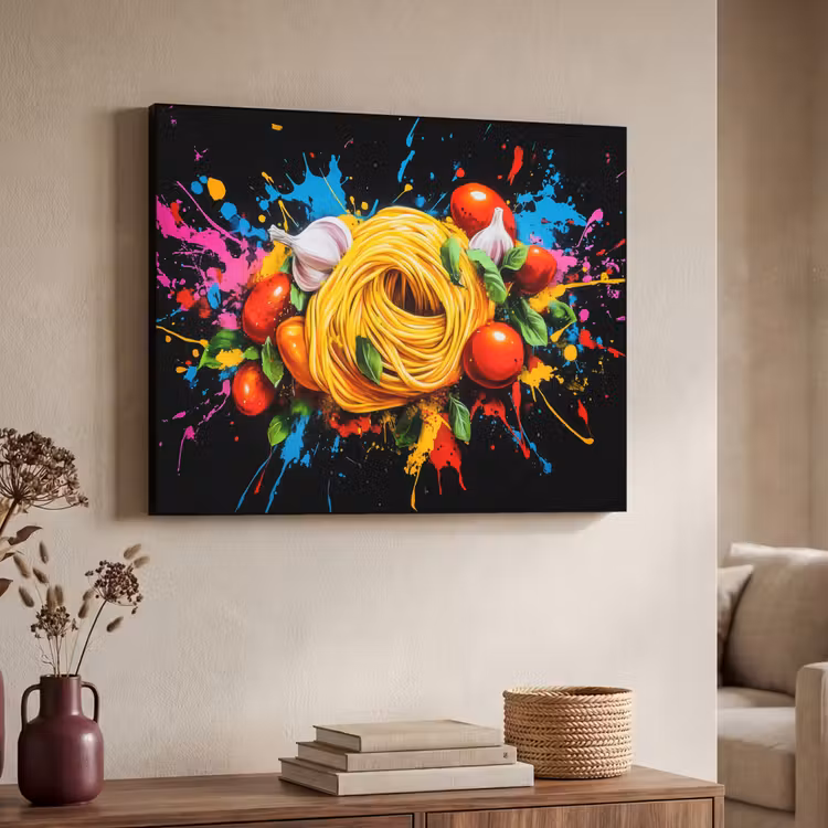 Art Frame - Spaghetti - Graffiti - Verf - Kleurrijk - Eten - Modern — 4