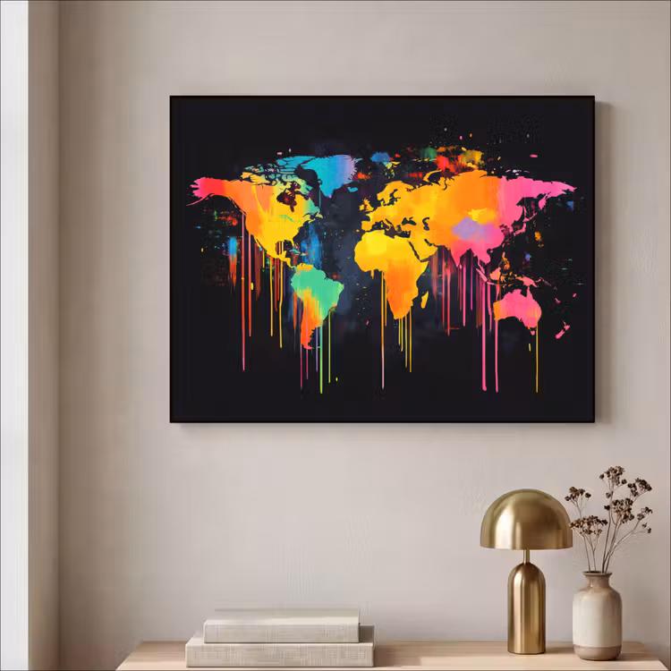 Art Frame - Wereldkaart - Verf - Kleurrijk - Graffiti - Wereld — 3